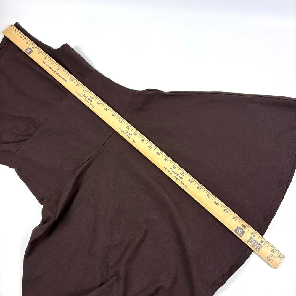 Quince Drop Waist Mini Dress Womens Sz S Espresso Brown Organic Cotton Stretch